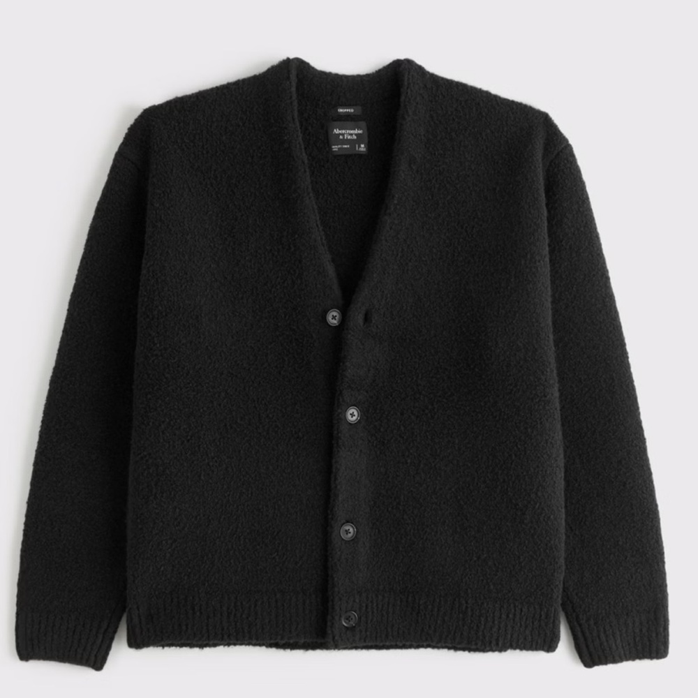 Abercrombie & Fitch fuzzy oversized black cardigan - Picture 2 of 7